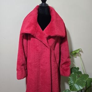 Coldwater Creek Hot Pink Teddy Coat with Wide Collar